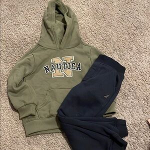 Nautica Kids Olive Hoodie and Navy Joggers Set